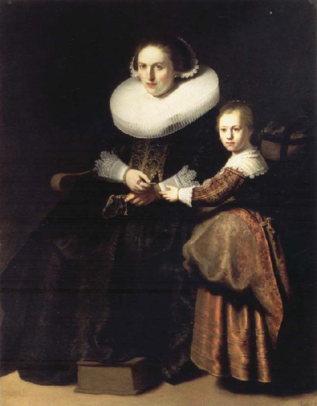 REMBRANDT Harmenszoon van Rijn Susana van Collen,Wife of Jean Pellicorne,and Her daughter Eva oil painting picture